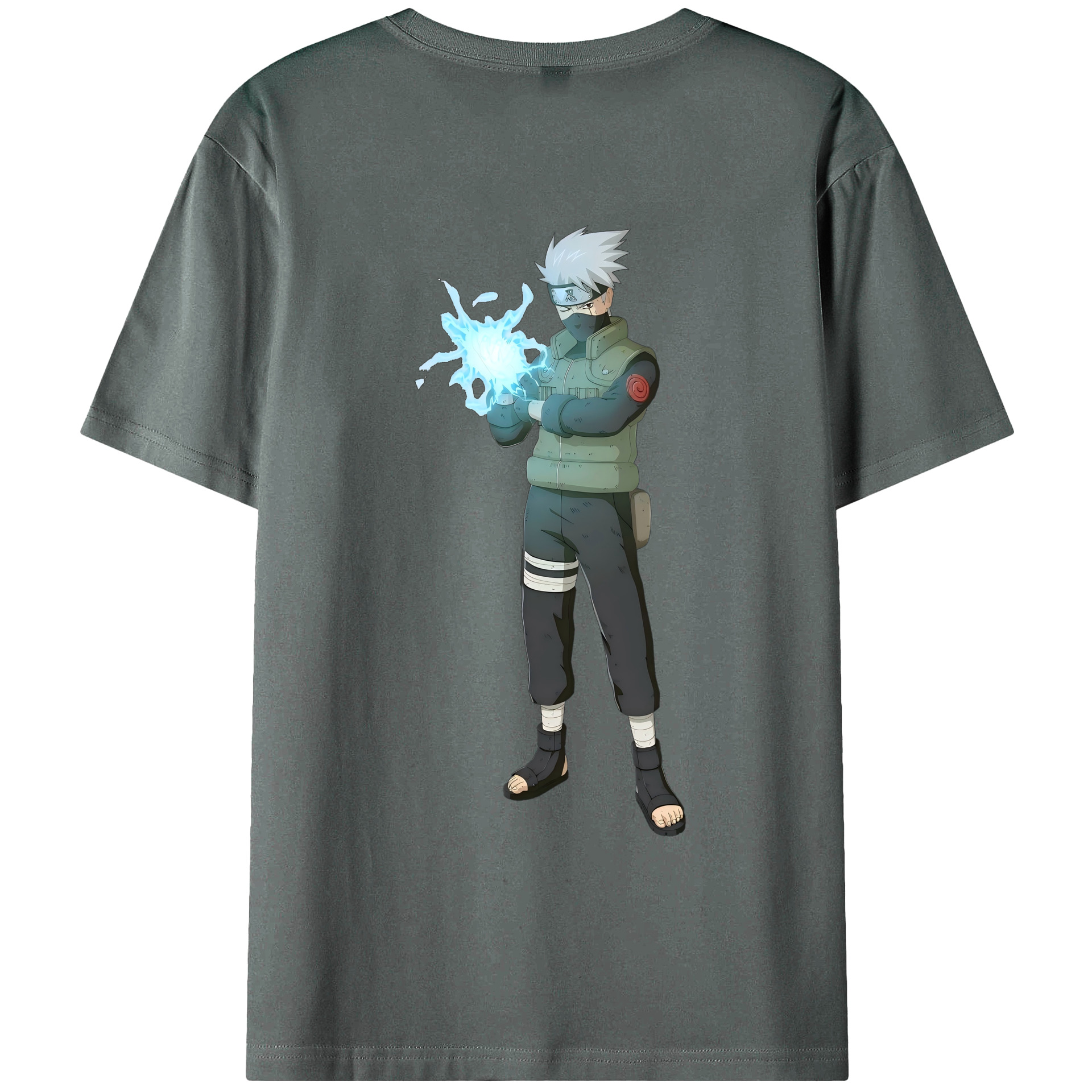 （画像用） NARUTO -ナルト- はたけ カカシ Hatake Kakashi 綿100％ メンズ半袖Tシャツ（バックプリント） 通気性